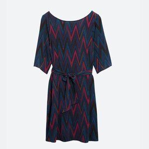 Leota Chevron Mini Dress - Blue and Pink